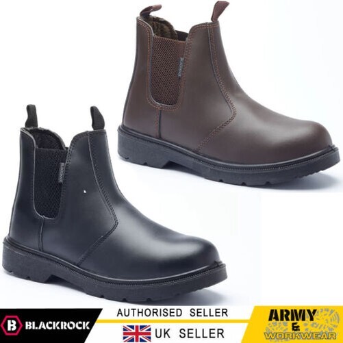 BlackRock Dealer Cuero Chelsea sin Cordones Botas Puntera de Acero Seguridad