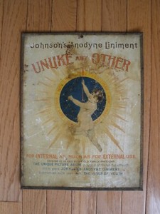 Rare late 1800s JOHNSON'S ANODYNE LINIMENT ADVERTISING DRUG STORE SIGN