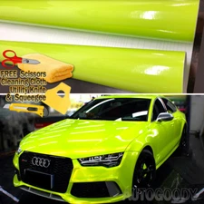 120" x 60" Gloss Neon Green Vinyl Film Wrap Air Bubble Free 10ft x 5ft
