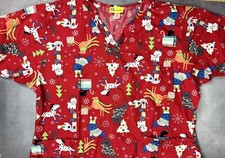 Scrub Top Shirt XLarge Womens Short Sleeve Christmas Holiday 0179