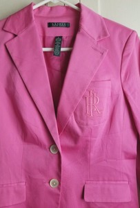 Ralph Lauren Sports Pink Blazer School Career Logo Pocket Cotton Womens Size 6 | eBay