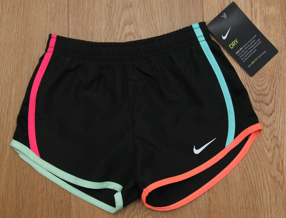 Nike Girl Running Shorts ~ Black & Neon Colors ~ DRI-FIT ~