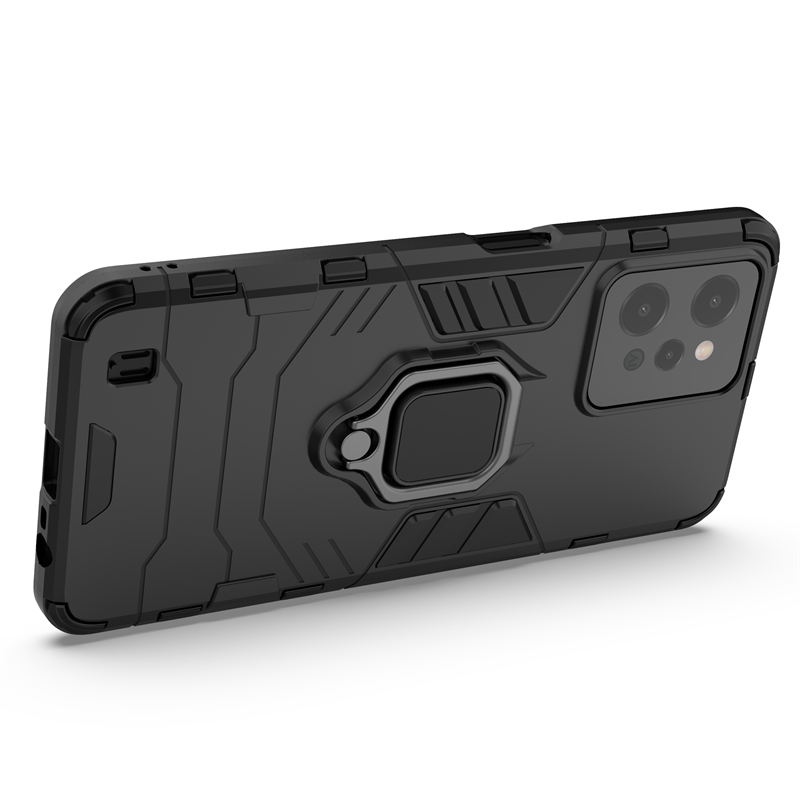 SATURCASE Custodia Per Realme 7 Ibrida 2 In 1 (PC + Silicone) - Con Anello Metallico E Cavalletto, Rosso - 3