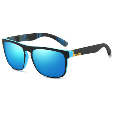 Stylische Sonnenbrille Polarized Schwarz Blau Gläser verspiegelt 5410 B2