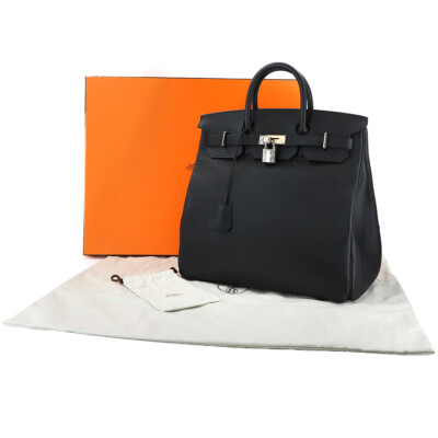 HERMES Haut a Courroies 40 Hand Bag Togo Leather Black Z Purse