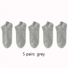 5pairs Unisex Low-Cut Solid Color Socks (Size 6-9) "GRAY" ~ NEW!!!
