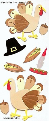 THANKSGIVING TÜRKEI Jolee's Boutique 3er Aufkleber Mais Pilger Eicheln Vögel