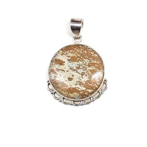 Sterling Silver Stone Pendant Jasper Round Silver Pendant Lot CM