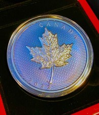 5 oz. Silver Coin with Blue Rhodium Plating–Maple Leaf- Mintage: 1,500 (2022)