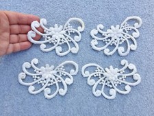 Vintage Lace Applique Trim Sewing Crafts Wedding Ivory White 4.75"x 3.5" Lot 4