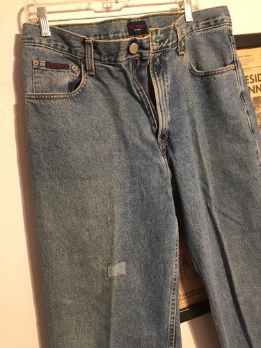 Vintage Mens Tommy Hilfiger FREEDOM Flag Logo Jeans Sz 34 X 34 BOLD USA MADE - Picture 3 of 11