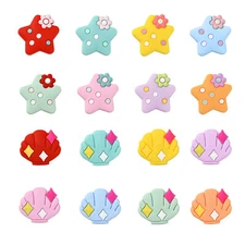 16pcs Star&Shell Silicone Beads Chewing Beads Fo DIY Nursing Necklaces Making,