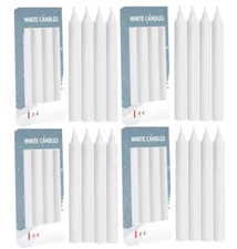 16 pc White Taper Dinner Candles Sticks 7.75 inch Tall x 0.75 inch 4 pack