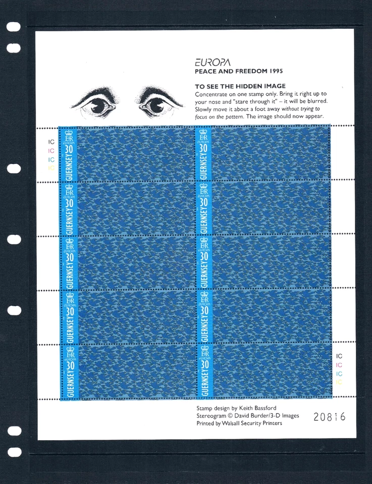 $16.50 Scott Value - 1995 GUERNSEY 3-Dimens. Stamps, Doves 2 sheet CV MNH NH UM - Image 3 of 4