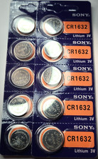 10 PK CR1632 SONY 3V LITH GREAT EXP DATE 2033 DL1632 EC1632 FREE SHIP  TRAK