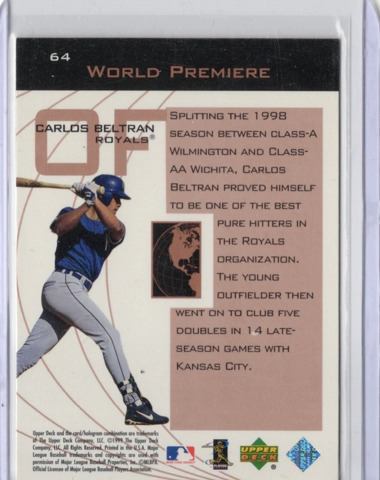 1999 Upper Deck World Premier Carlos Beltran #64 - Image 2 of 2