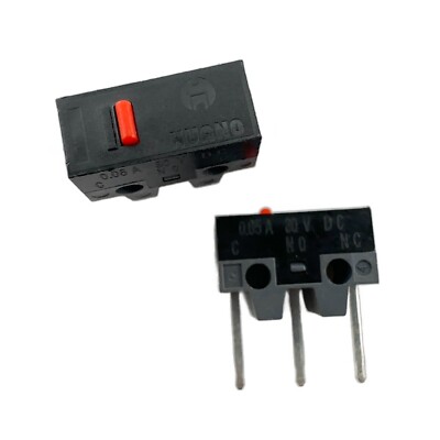 HUANO Red Dot Long-Pin 2mm Rise 10M Mouse Micro Switch 12.8x5.8x9