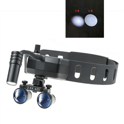 Dental Medical Wireless 5W LED Head Light + 2.5X Binocular Loupes Black US STOCK