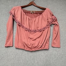 Wishful Park Off Shoulder Women's Blouse Size Large Coral Festival Boho Hippie