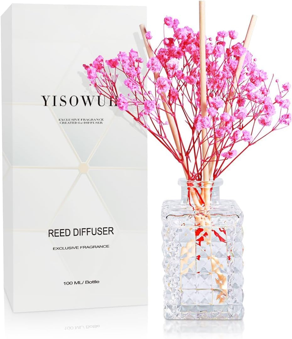 Reed Diffuser Set 3.38Oz (100Ml) Cherry Scent Diffuser 1 Pack with 8 Sticks Long-image