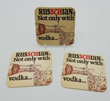 Schweppes Russchian Vintage 1970's Mixer Coasters Lot of 3 with Recipes on Backs