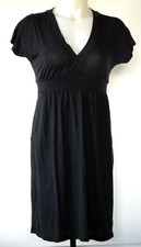 GAP Black Empire Waist Short Cap Sleeve Cotton/Rayon Knit Knee Length Dress XS