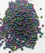 Vintage Glass Beads TOHO Japan Bright Metallic Iris AB 8/0 13 Grams C33-102