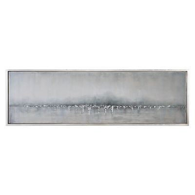 71'' Extra Long Modern Silver Landscape Painting | Coastal Wall Art