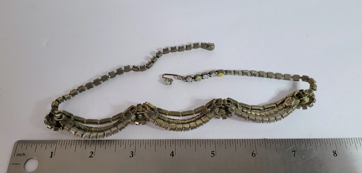 Hobe Rhinestone Swag Necklace vintage View 4