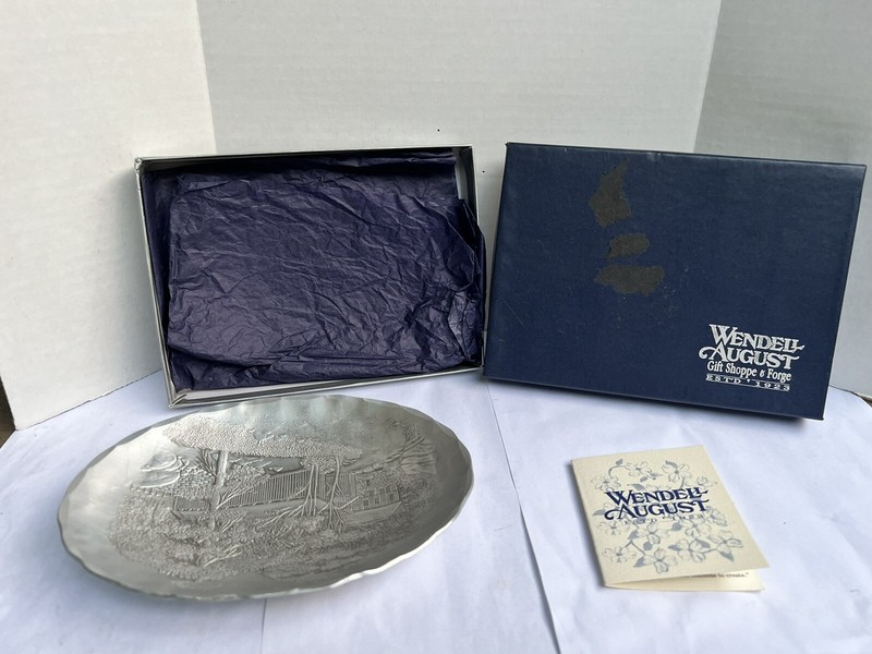 Beautiful NIP  Vintage Wendell August Forge Covered Bridge Detailed Trinket Tray