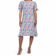 NWT Faithfull The Brand Emilia Jemima Midi Floral Crepe Dress Pink Blue US 6 M  
