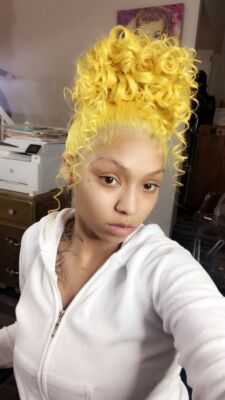 Women Ginger Yellow Curly Lace Front Kinky Curly Wigs Deep
