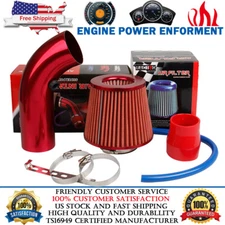 Red Cold Air Intake Filter Induction Kit Pipe Power Flow Hose System Car Auto 3"