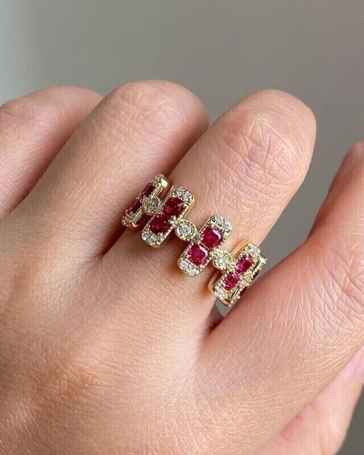 2Ct Princess Cut Lab Created Ruby Half Eternity Wedding Band Yellow Gold Plated