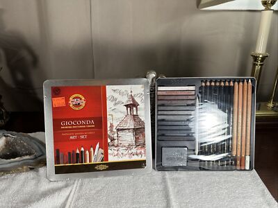 NEW Koh-I-Noor Gioconda Drawing Art 24 Pc Set Tin Case Quality Sketch & Artist