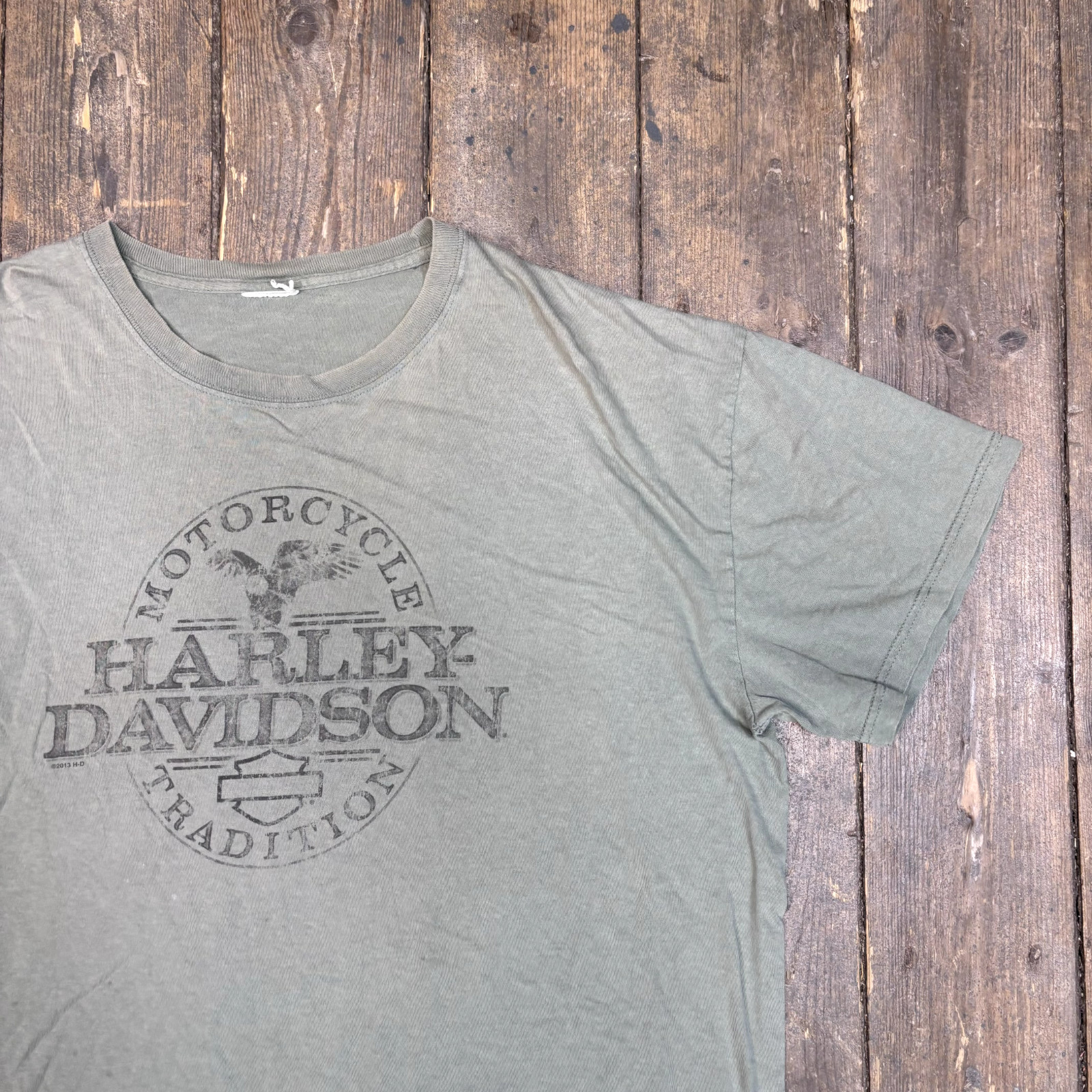 Harley Davidson T-Shirt Graphic Biker Short Sleeve Tee, Green, Mens 2XL image 3