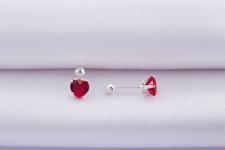 Broquel Corazón Zirconia Rojo Bola Atras PLATA .925 HECHO EN MÉXICO