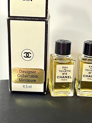 Vintage Chanel No .5 Eau De Parfum 2 Mini Miniature 4.5 ml-black