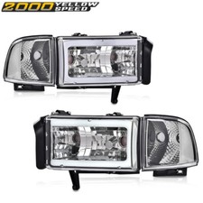 Fit For Ram 1500 2500 3500 94-02 Chrome Clear Corner Led Drl Headlights Lamps Fit For Ram 1500 2500 3500 94-02 Chrome Clear Corner Led Drl Headlights Lamps