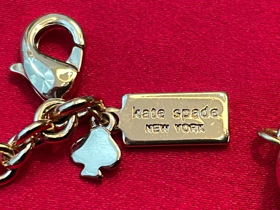 Elegante Collar de Cadena Kate Spade NY 9 Cuadrado 0,75" Cristal Blanco 18" + Bolso Foto 4 de 4