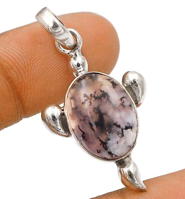 Natural Winter Dendrite Opal 925 Solid Sterling Silver Pendant