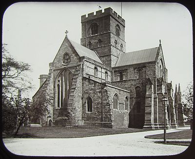 Glas magische Laterne Dia ANSICHT DER CARLISLE KATHEDRALE UM 1890 VIKTORIANISCHES FOTO