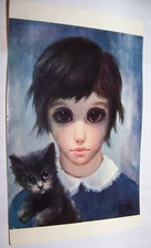 Vintage!! 1961 Mid Century WALTER KEANE "GIRL & HER CAT", FREE SHIPPING US ONLY!