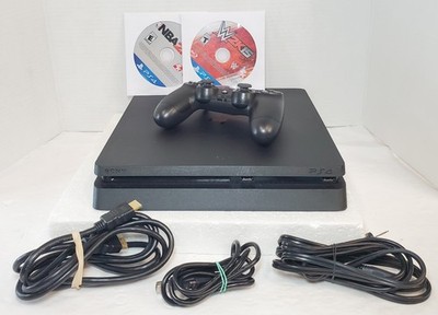 Sony PlayStation 4 PS4 Slim 1TB (CUH-2115B) w. Controller Cables & Games TESTED 