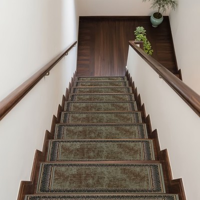 Rug Set Brown Patterned Classic Print Stair Mat, Non-Slip Stair Carpet, Stair