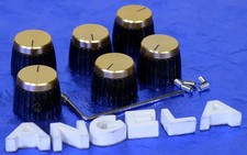 Six Gold Front Dark Brown Amplifier Set Screw Knobs For Marshall, MAKG