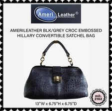 AMERILEATHER BLK/GREY CROC EMBOSSED HILLARY C...