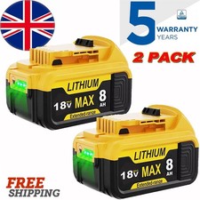 2X For Dewalt 18V 8.0Ah Slide BATTERY XR DCB184 DCB184 DCB182 DCB183 Li-ion NEW