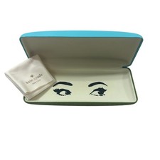 Kate Spade New York Turquoise Blue and Green Hard Shell Eyeglass Case with Cloth