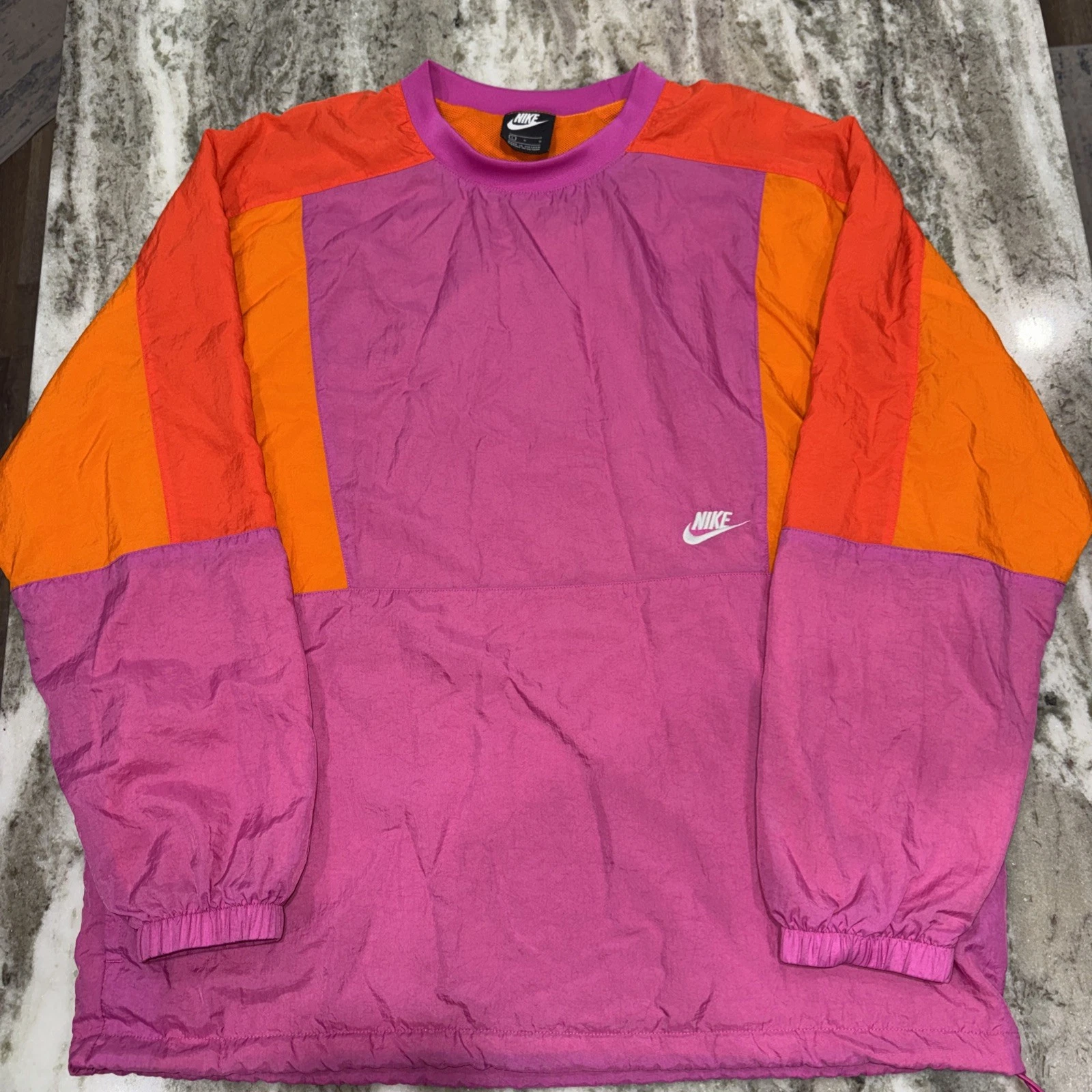 Nike NSW Woven Crewneck Windbreaker CJ4562-623 Large Pink/Orange